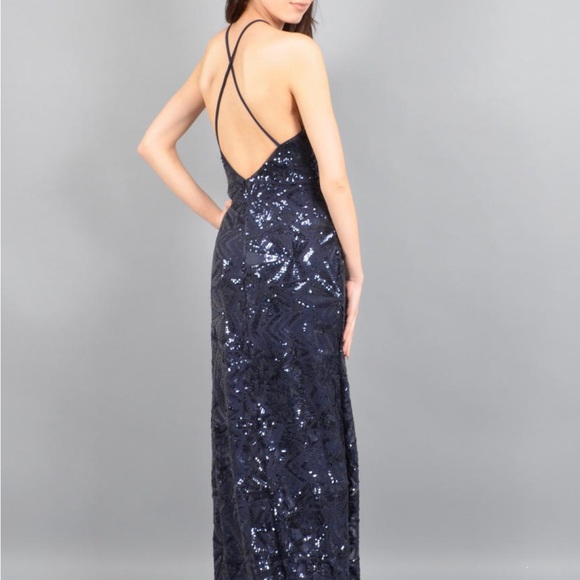 NIGHTWAY - sequin gown criss cross back - Picture 2 of 2